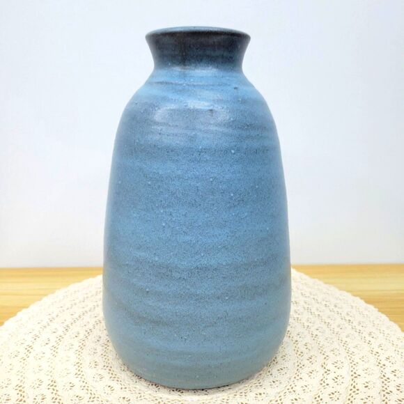 Studio Pottery Vase – Hand-Thrown Blue Glaze